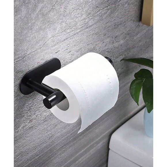 1pc Wall Mounted Bathroom Toilet Tissue Paper Holder Black Easy Install NWT - Picture 2 of 7